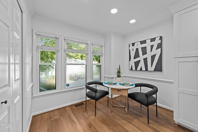 1035 High Lake Ct, Raleigh, NC 27606 - home office with crown molding, wood finished floors, and recessed lighting