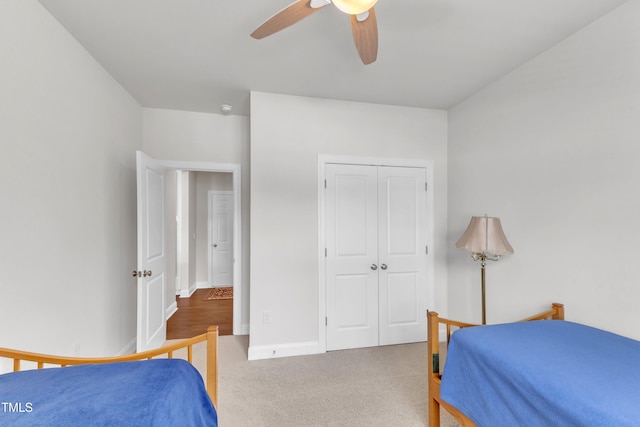 1021 Clove Pine Dr, Knightdale, NC 27545 - bedroom with carpet flooring, a closet, and a ceiling fan