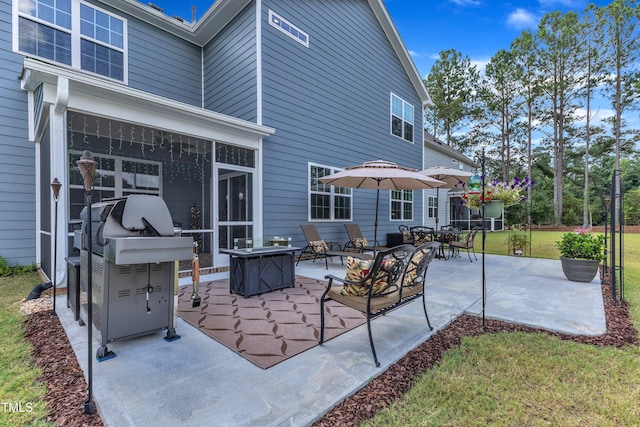 1021 Clove Pine Dr, Knightdale, NC 27545 - view of patio featuring a sunroom and grilling area