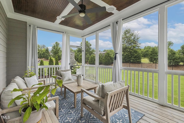 2098 Amalfi Pl, Apex, NC 27502 - sunroom / solarium featuring wood ceiling, crown molding, hardwood / wood-style floors, and wood walls