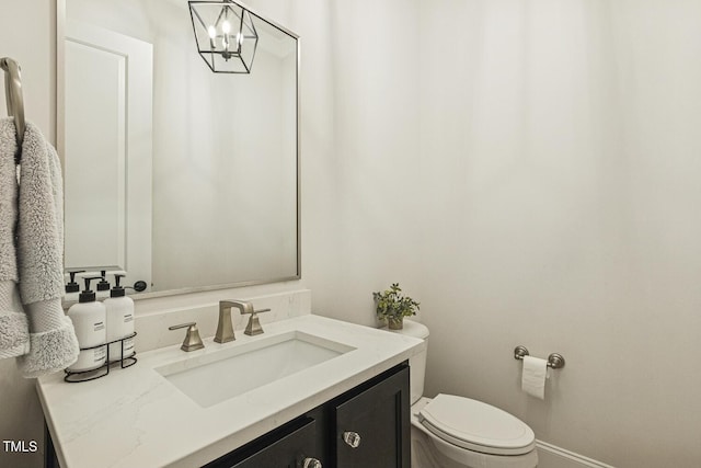2098 Amalfi Pl, Apex, NC 27502 - half bathroom with vanity and a chandelier