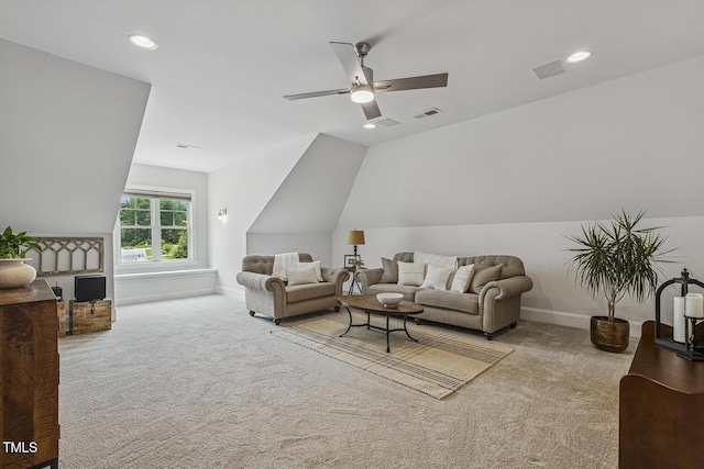 2098 Amalfi Pl, Apex, NC 27502 - carpeted living area featuring ceiling fan and recessed lighting