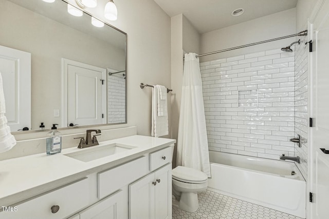 2098 Amalfi Pl, Apex, NC 27502 - full bath with vanity, shower / bath combo, and tile patterned flooring