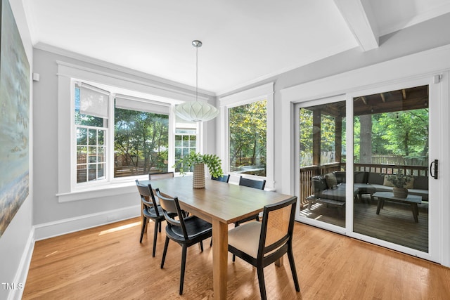 1015 W Trinity Ave, Durham, NC 27701 - dining area featuring light wood-style floors and crown molding