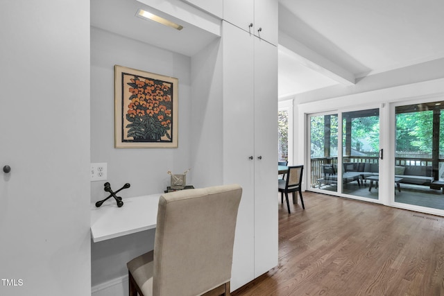 1015 W Trinity Ave, Durham, NC 27701 - home office featuring beamed ceiling and wood finished floors