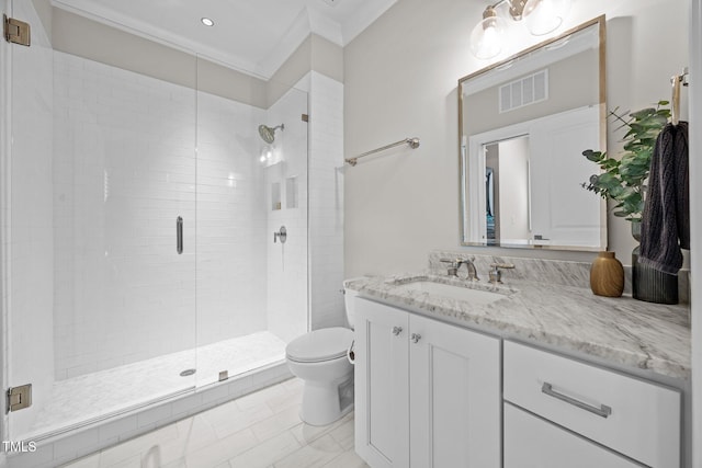 607 Smedes Pl Unit A, Raleigh, NC 27605 - bathroom with vanity, a shower stall, and recessed lighting