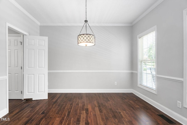 614 Park York Ln, Cary, NC 27519 - spare room with healthy amount of natural light, dark wood finished floors, and ornamental molding