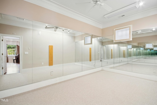 4137 Gardenlake Dr, Raleigh, NC 27612 - unfurnished room featuring crown molding, a ceiling fan, and carpet floors