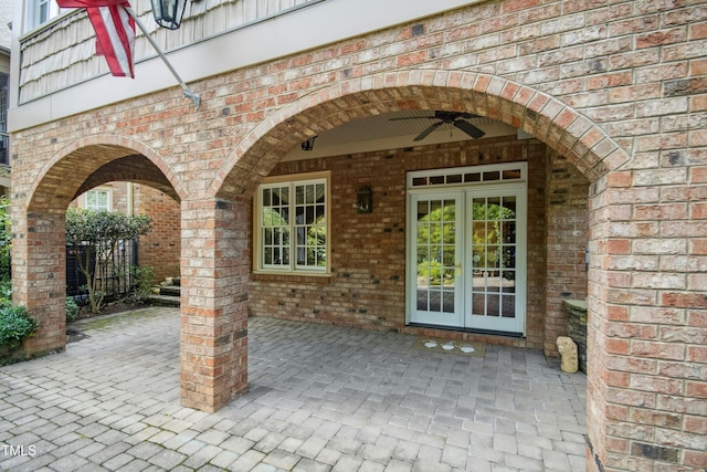 4137 Gardenlake Dr, Raleigh, NC 27612 - view of patio featuring a ceiling fan and french doors