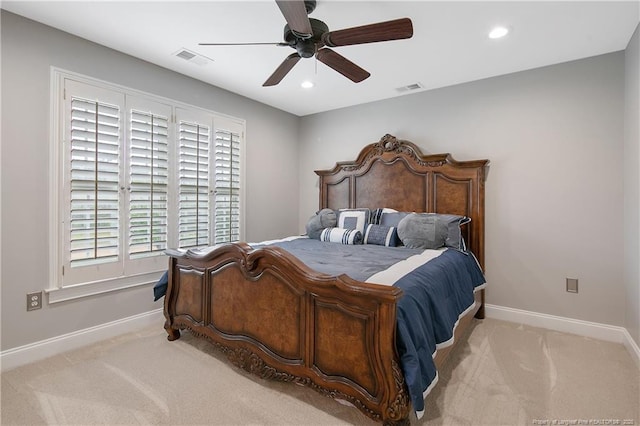 9871 Ramsey St, Linden, NC 28356 - carpeted bedroom featuring recessed lighting and a ceiling fan