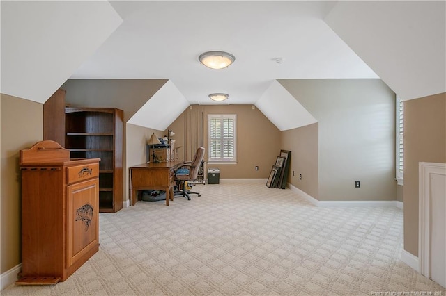 9871 Ramsey St, Linden, NC 28356 - home office featuring light colored carpet and lofted ceiling