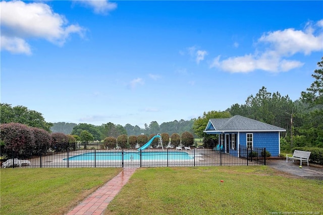 9871 Ramsey St, Linden, NC 28356 - community pool featuring a patio area and a water slide
