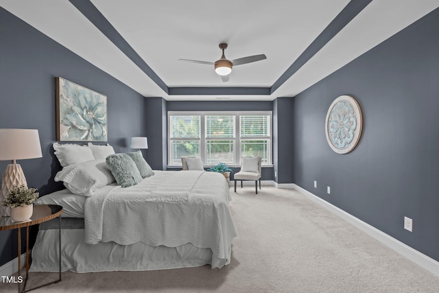 113 Willow View Ln, Apex, NC 27539 - bedroom with a raised ceiling, carpet floors, and ceiling fan