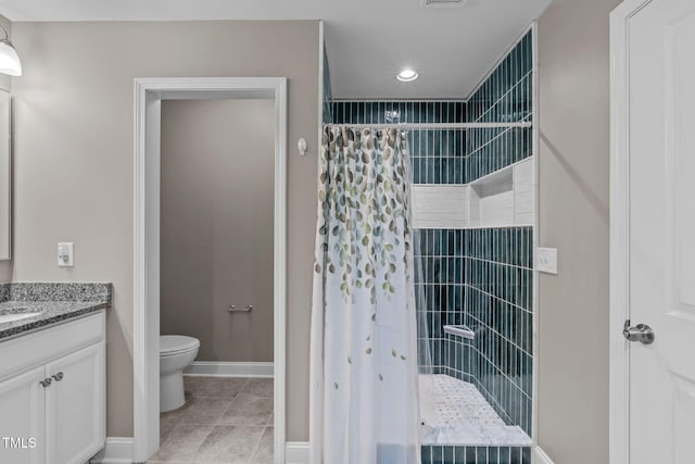 113 Willow View Ln, Apex, NC 27539 - full bath with vanity, recessed lighting, tiled shower, and tile patterned flooring