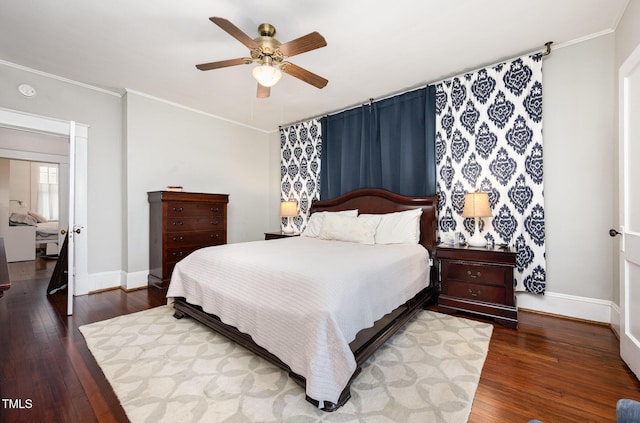 513 Cutler St, Raleigh, NC 27603 - bedroom featuring wood finished floors, crown molding, and ceiling fan