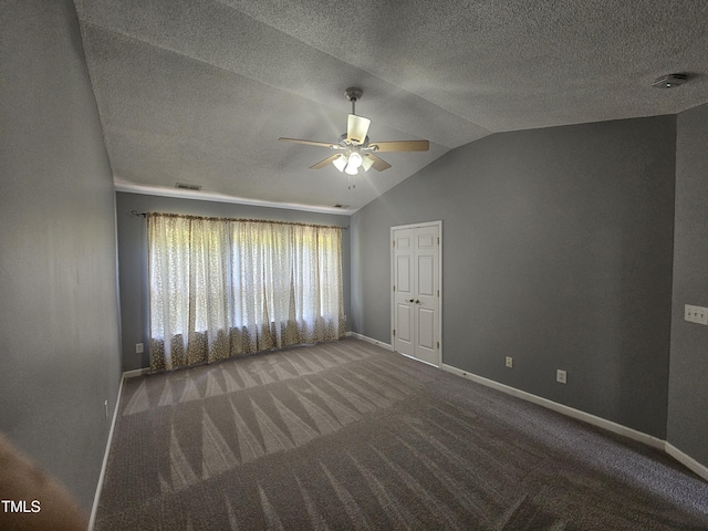 121 Brentfield Loop, Morrisville, NC 27560 - carpeted empty room featuring ceiling fan, lofted ceiling, and a textured ceiling