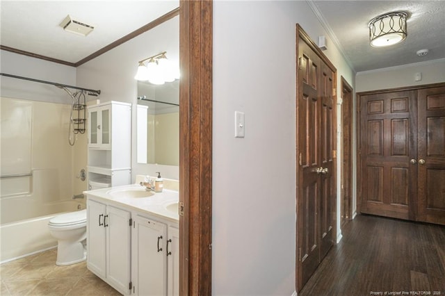 5621 Monks Walk Ct, Fayetteville, NC 28311 - full bath with double vanity, ornamental molding, and tub / shower combination