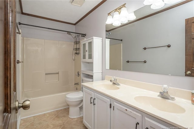 5621 Monks Walk Ct, Fayetteville, NC 28311 - full bathroom featuring crown molding, shower / washtub combination, and double vanity
