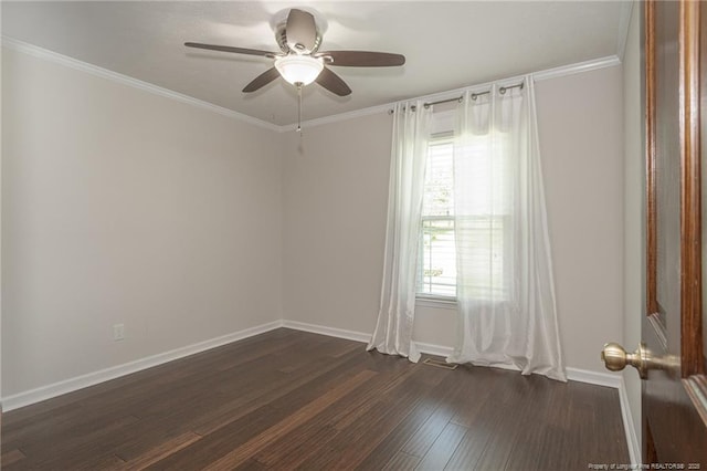 5621 Monks Walk Ct, Fayetteville, NC 28311 - empty room featuring dark wood-style flooring, ceiling fan, and crown molding