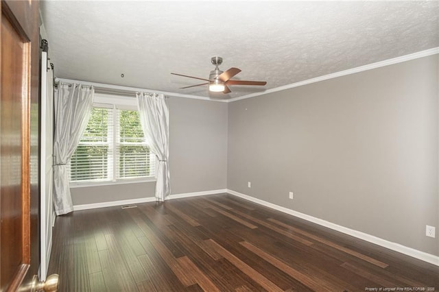 5621 Monks Walk Ct, Fayetteville, NC 28311 - empty room with ceiling fan, dark wood-style floors, a textured ceiling, and ornamental molding