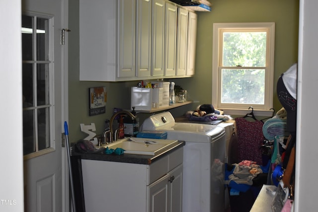 9 Pinecourt Dr, Siler City, NC 27344 - washroom with washer and clothes dryer and cabinet space