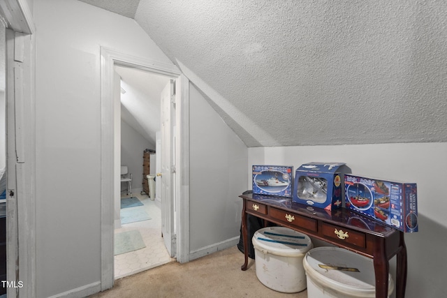3573 Northern Estates Cir, Rocky Mount, NC 27804 - carpeted home office featuring lofted ceiling and a textured ceiling
