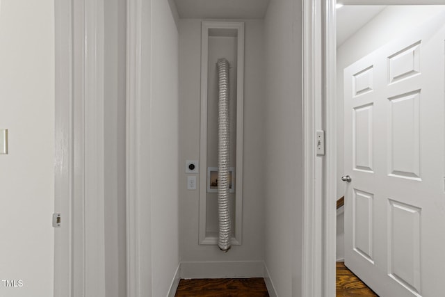 3309 Bearskin Ct, Raleigh, NC 27606 - hall with baseboards and dark wood-type flooring