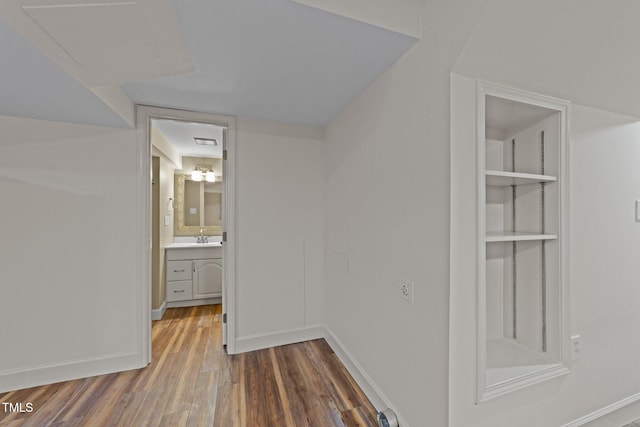 3309 Bearskin Ct, Raleigh, NC 27606 - corridor featuring wood finished floors and baseboards