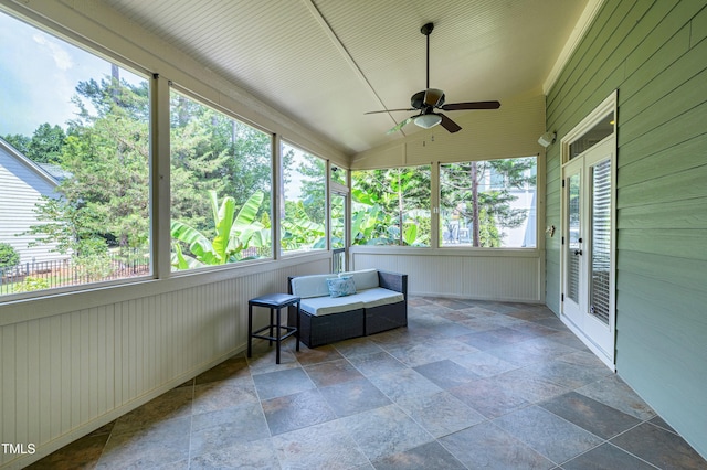 1013 Shasta Daisy Dr, Wake Forest, NC 27587 - sunroom with a ceiling fan, plenty of natural light, and vaulted ceiling