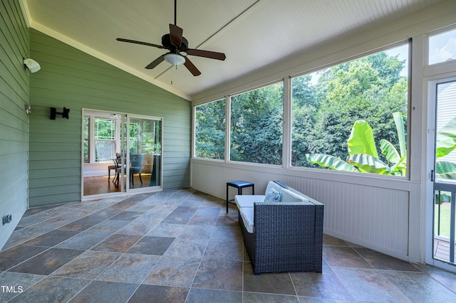 1013 Shasta Daisy Dr, Wake Forest, NC 27587 - sunroom / solarium with lofted ceiling and ceiling fan