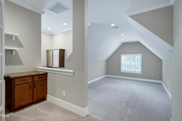 1013 Shasta Daisy Dr, Wake Forest, NC 27587 - bonus room featuring light colored carpet, vaulted ceiling, and recessed lighting