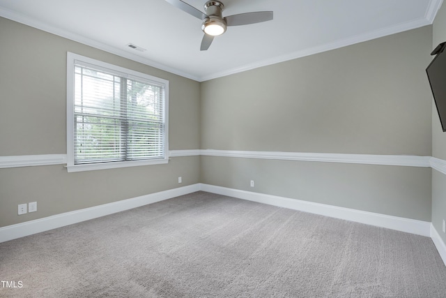 1013 Shasta Daisy Dr, Wake Forest, NC 27587 - carpeted empty room with ornamental molding and a ceiling fan