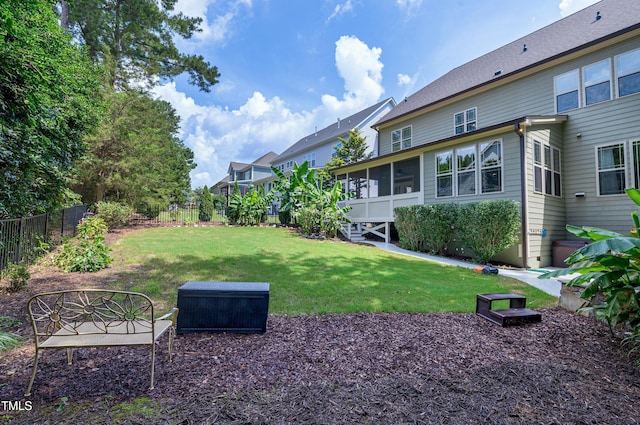 1013 Shasta Daisy Dr, Wake Forest, NC 27587 - fenced backyard with a sunroom