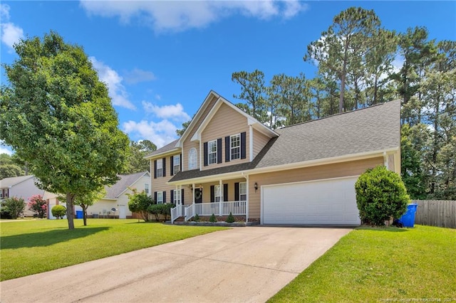 2505 Canford Ln, Fayetteville, NC 28304 - view of front of home with a porch, an attached garage, concrete driveway, and a shingled roof