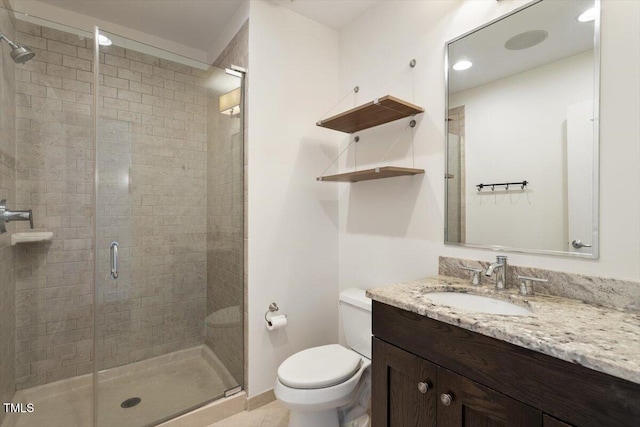 400 W N St Unit 732, Raleigh, NC 27603 - bathroom featuring vanity, a stall shower, and tile patterned flooring