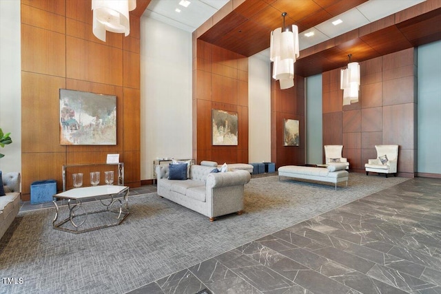 400 W N St Unit 732, Raleigh, NC 27603 - lobby with a high ceiling and wooden walls