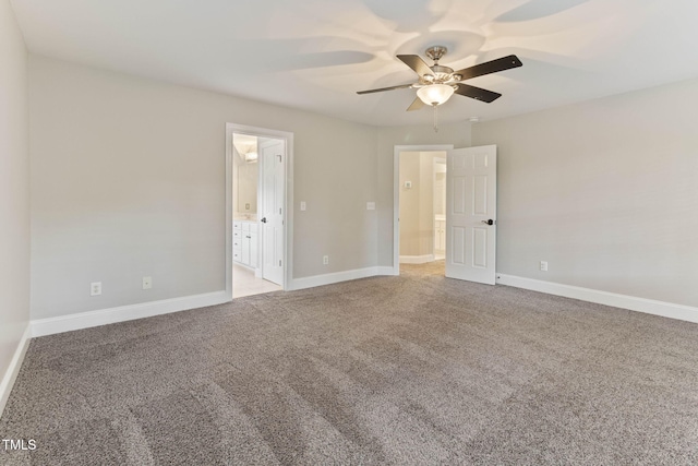 8508 Parlange Woods Ln, Wake Forest, NC 27587 - unfurnished bedroom featuring carpet, connected bathroom, and a ceiling fan