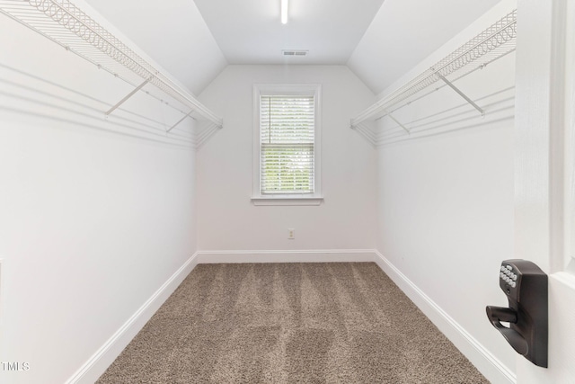 8508 Parlange Woods Ln, Wake Forest, NC 27587 - walk in closet with carpet flooring and vaulted ceiling