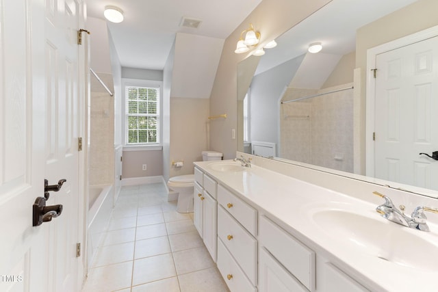 8508 Parlange Woods Ln, Wake Forest, NC 27587 - bathroom featuring double vanity, shower / bathtub combination, and tile patterned floors