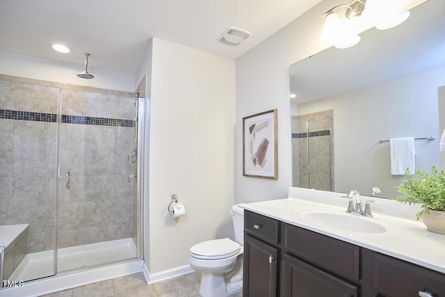 21 Intuition Cir, Durham, NC 27705 - full bathroom featuring a shower stall, vanity, and tile patterned flooring