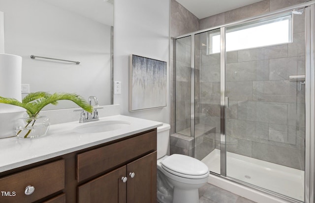 1516 Tamarisk Ln, Durham, NC 27703 - full bathroom with vanity, a stall shower, and tile patterned floors