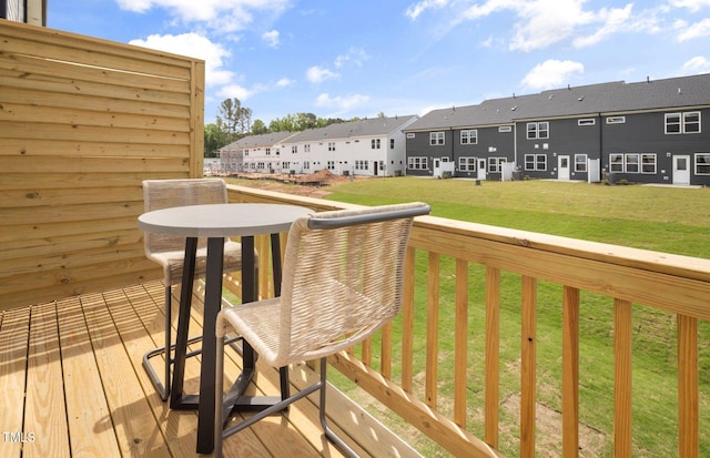 1516 Tamarisk Ln, Durham, NC 27703 - wooden deck with a residential view and a lawn
