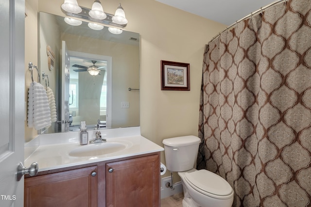 1111 Front Gate Ln, Wake Forest, NC 27587 - bathroom with vanity, ceiling fan, and curtained shower