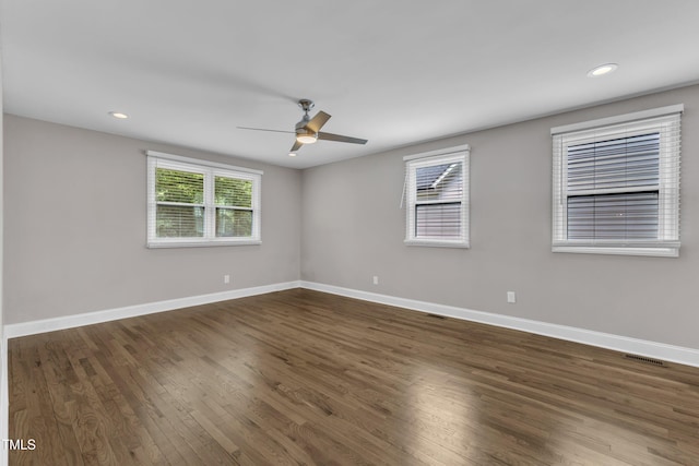 1316 Foxrun Dr, Raleigh, NC 27610 - unfurnished room with wood finished floors, a ceiling fan, and recessed lighting