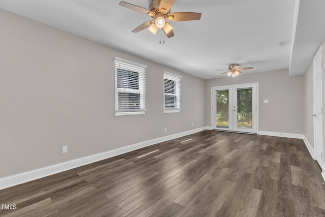 1316 Foxrun Dr, Raleigh, NC 27610 - spare room featuring a ceiling fan and dark wood-style flooring
