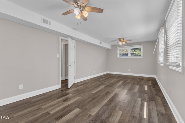 1316 Foxrun Dr, Raleigh, NC 27610 - empty room with ceiling fan and dark wood-style flooring