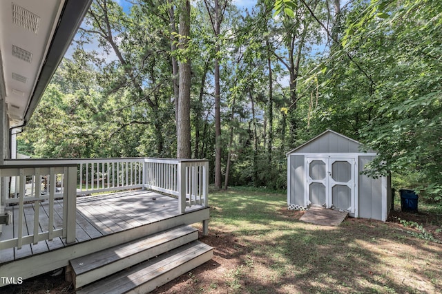 1316 Foxrun Dr, Raleigh, NC 27610 - wooden terrace featuring a storage shed