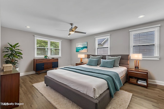 1316 Foxrun Dr, Raleigh, NC 27610 - bedroom featuring light wood-type flooring, recessed lighting, and a ceiling fan