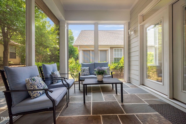 501 Tranquil Sound Dr, Cary, NC 27519 - sunroom / solarium featuring an outdoor living space