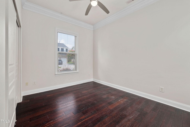 501 Tranquil Sound Dr, Cary, NC 27519 - unfurnished room featuring dark wood-style flooring, ceiling fan, and crown molding